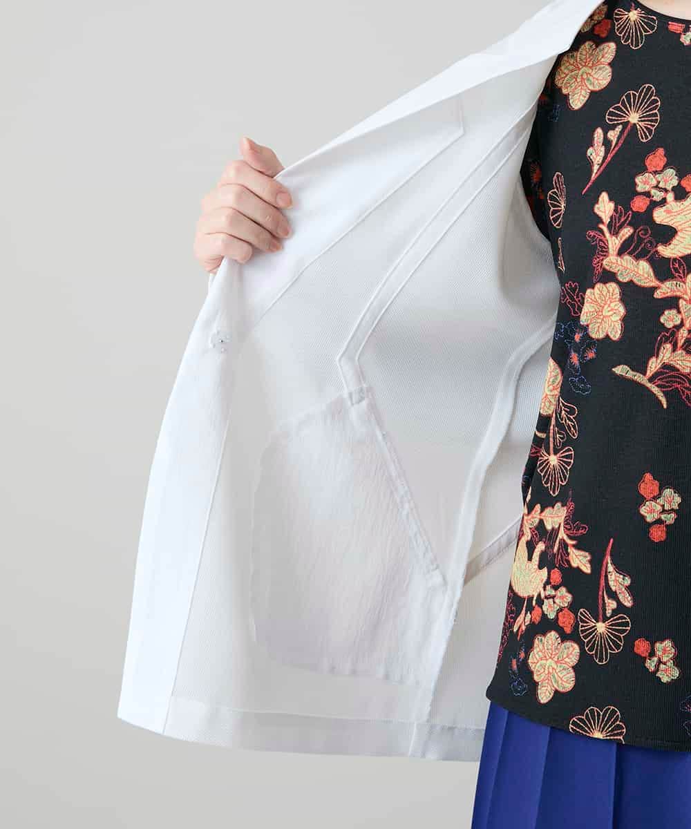 RHBGD03690 HIROKO KOSHINO(ヒロココシノ) メッシュシアージャケット/日本製 ホワイト