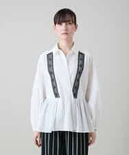 RHBGD04690 HIROKO KOSHINO(ヒロココシノ) 刺繍アクセントカシュクールブラウス/洗える ホワイト