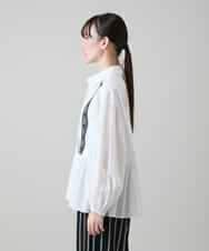 RHBGD04690 HIROKO KOSHINO(ヒロココシノ) 刺繍アクセントカシュクールブラウス/洗える ホワイト