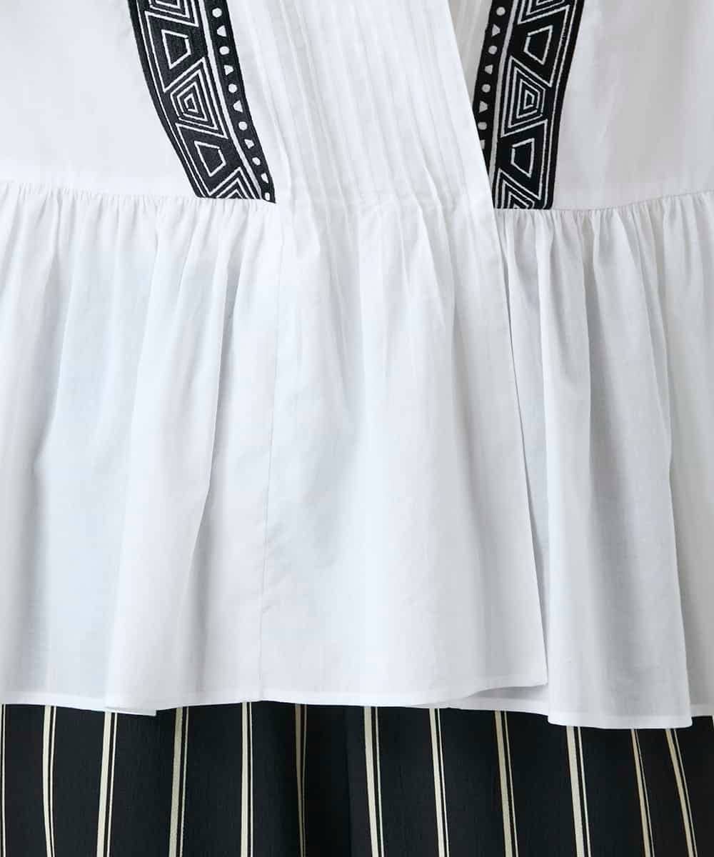 RHBGD04690 HIROKO KOSHINO(ヒロココシノ) 刺繍アクセントカシュクールブラウス/洗える ホワイト