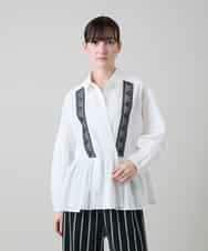 RHBGD04690 HIROKO KOSHINO(ヒロココシノ) 刺繍アクセントカシュクールブラウス/洗える ホワイト