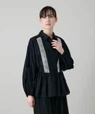 RHBGD04690 HIROKO KOSHINO(ヒロココシノ) 刺繍アクセントカシュクールブラウス/洗える ブラック