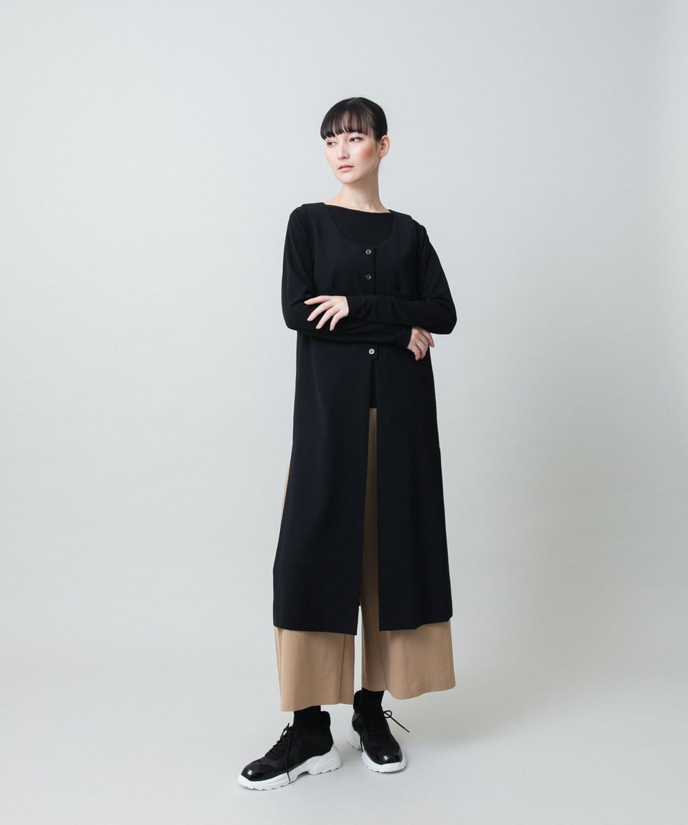RHBGD06540 HIROKO KOSHINO(ヒロココシノ) 【先行予約】ロングスリットデザインジレ /日本製/洗える ブラック