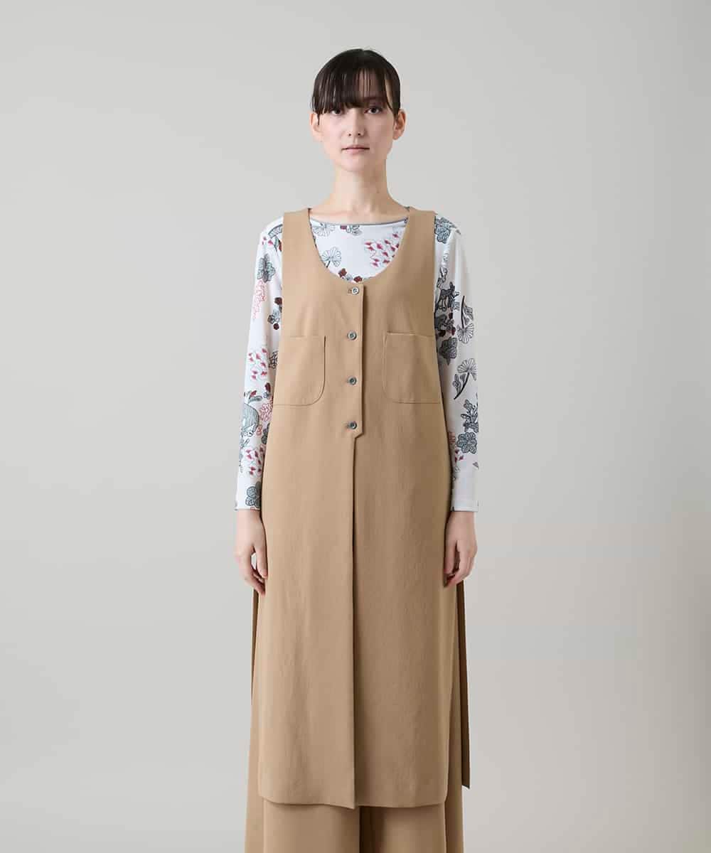 RHBGD06540 HIROKO KOSHINO(ヒロココシノ) 【先行予約】ロングスリットデザインジレ /日本製/洗える ベージュ