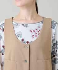 RHBGD06540 HIROKO KOSHINO(ヒロココシノ) 【先行予約】ロングスリットデザインジレ /日本製/洗える ベージュ