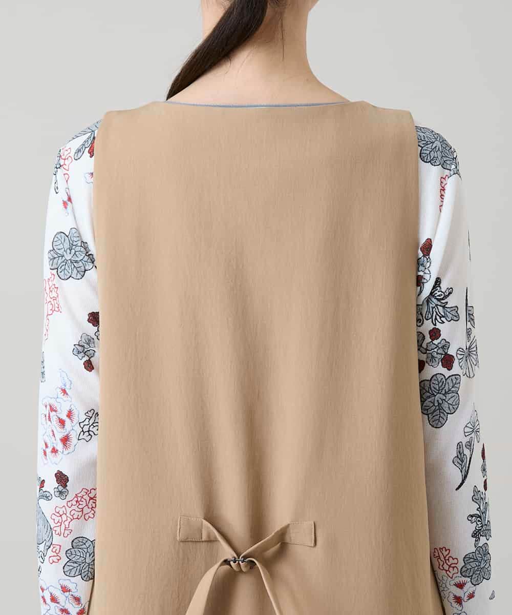 RHBGD06540 HIROKO KOSHINO(ヒロココシノ) 【先行予約】ロングスリットデザインジレ /日本製/洗える ベージュ