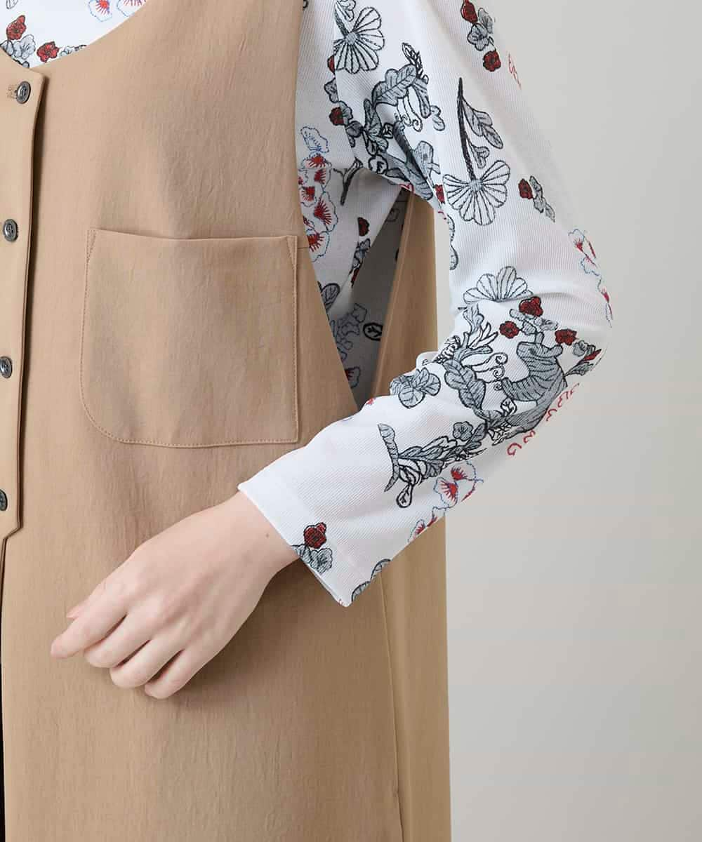 RHBGD06540 HIROKO KOSHINO(ヒロココシノ) 【先行予約】ロングスリットデザインジレ /日本製/洗える ベージュ