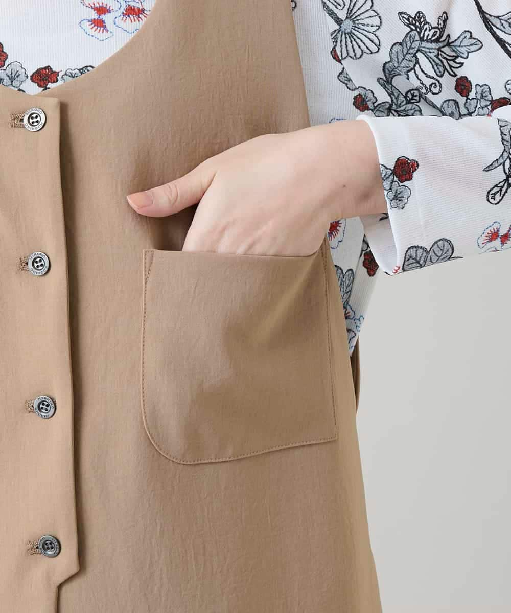 RHBGD06540 HIROKO KOSHINO(ヒロココシノ) 【先行予約】ロングスリットデザインジレ /日本製/洗える ベージュ