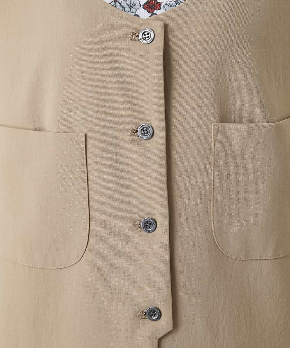 RHBGD06540 HIROKO KOSHINO(ヒロココシノ) 【先行予約】ロングスリットデザインジレ /日本製/洗える ベージュ