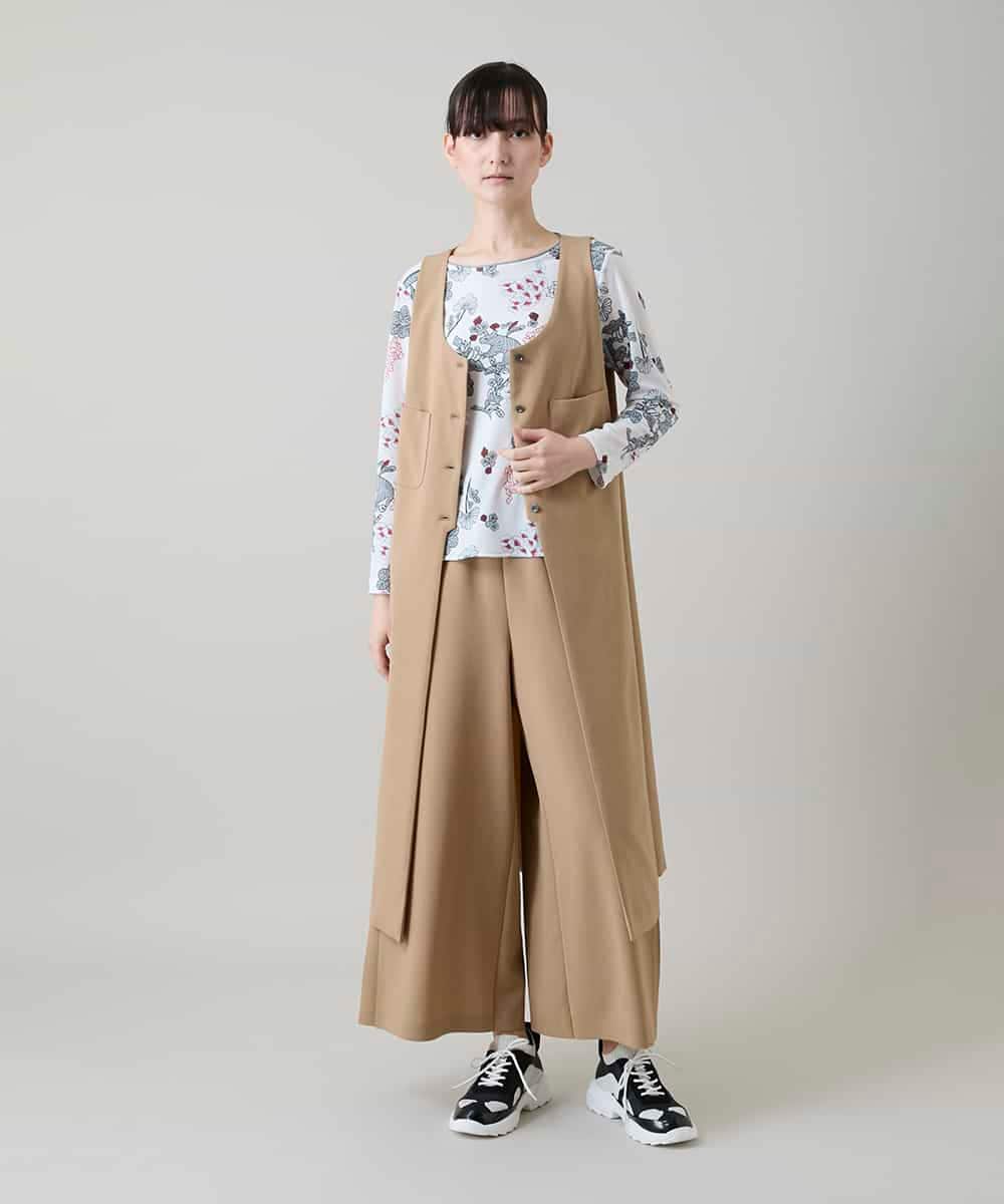 RHBGD06540 HIROKO KOSHINO(ヒロココシノ) 【先行予約】ロングスリットデザインジレ /日本製/洗える ベージュ