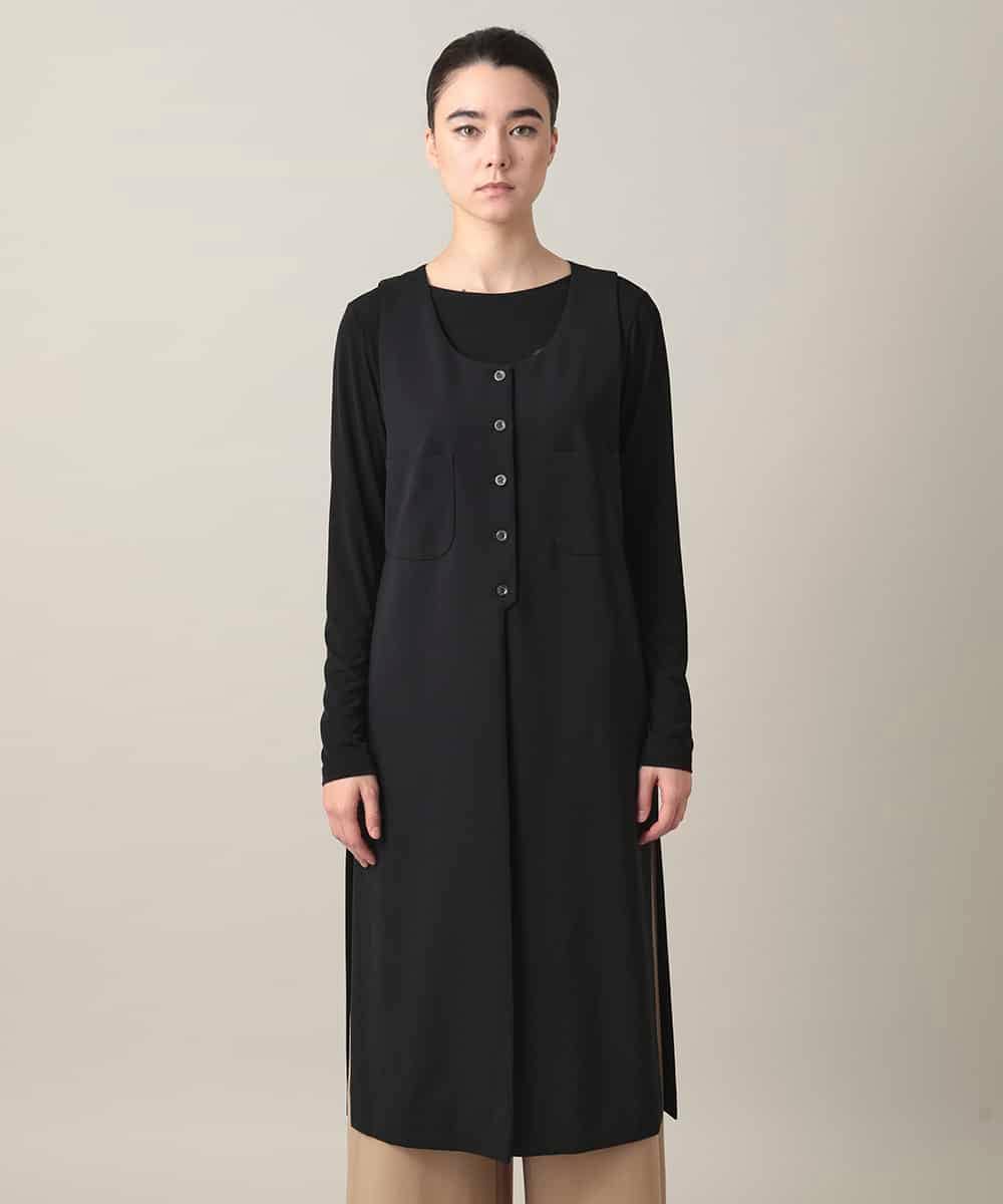 RHBGD06540 HIROKO KOSHINO(ヒロココシノ) 【先行予約】ロングスリットデザインジレ /日本製/洗える ブラック