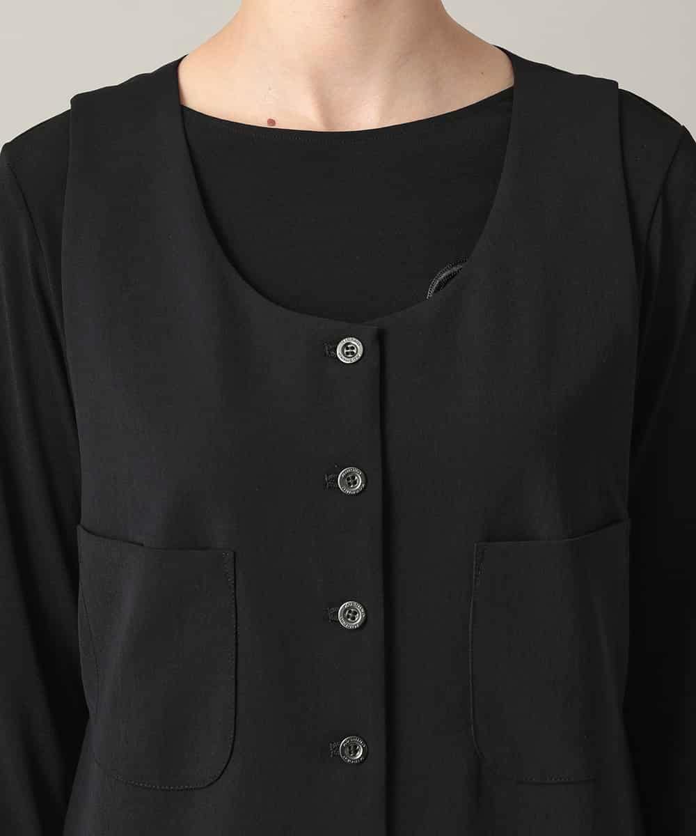 RHBGD06540 HIROKO KOSHINO(ヒロココシノ) 【先行予約】ロングスリットデザインジレ /日本製/洗える ブラック