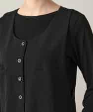 RHBGD06540 HIROKO KOSHINO(ヒロココシノ) 【先行予約】ロングスリットデザインジレ /日本製/洗える ブラック