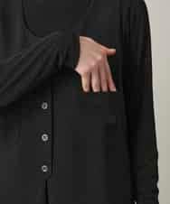 RHBGD06540 HIROKO KOSHINO(ヒロココシノ) 【先行予約】ロングスリットデザインジレ /日本製/洗える ブラック