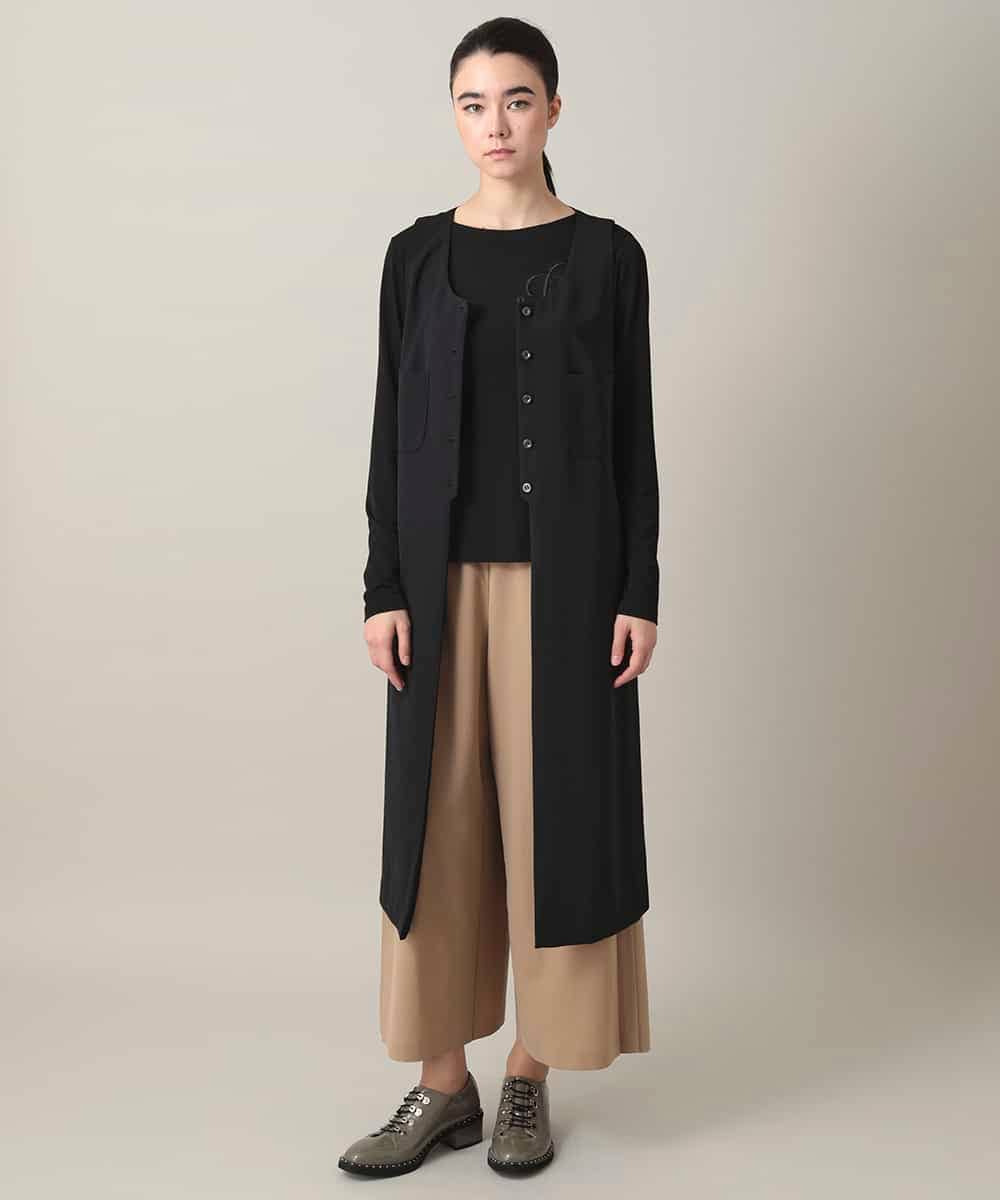 RHBGD06540 HIROKO KOSHINO(ヒロココシノ) 【先行予約】ロングスリットデザインジレ /日本製/洗える ブラック