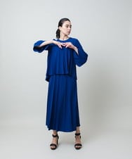 RHBGD11590 HIROKO KOSHINO(ヒロココシノ) 立体プリーツシルエットブラウス/洗える ブルー