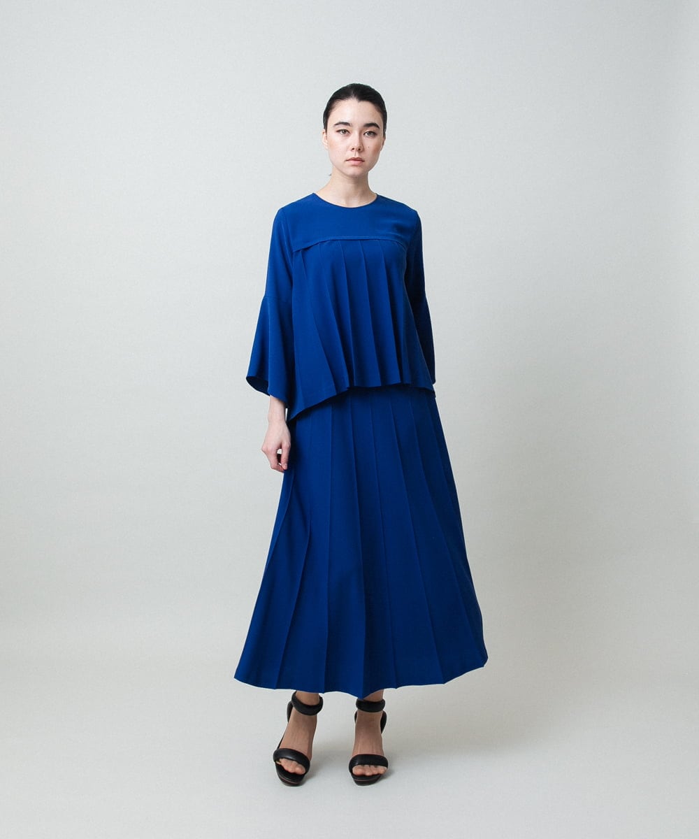 RHBGD11590 HIROKO KOSHINO(ヒロココシノ) 立体プリーツシルエットブラウス/洗える ブルー