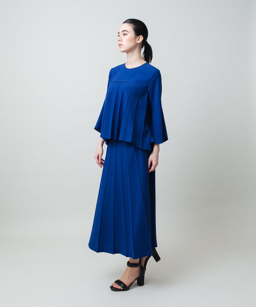 RHBGD11590 HIROKO KOSHINO(ヒロココシノ) 立体プリーツシルエットブラウス/洗える ブルー