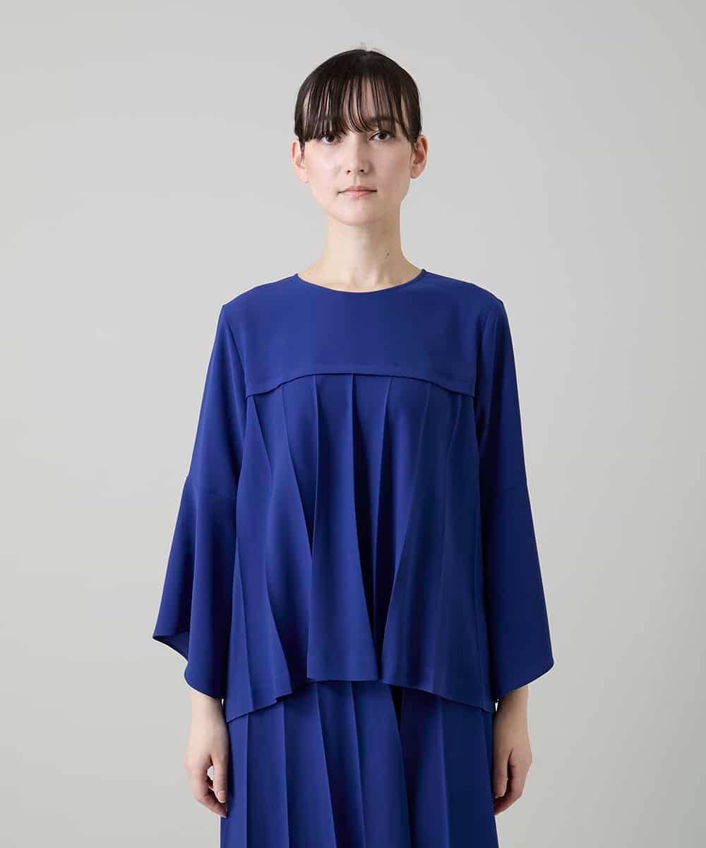 RHBGD11590 HIROKO KOSHINO(ヒロココシノ) 立体プリーツシルエットブラウス/洗える ブルー