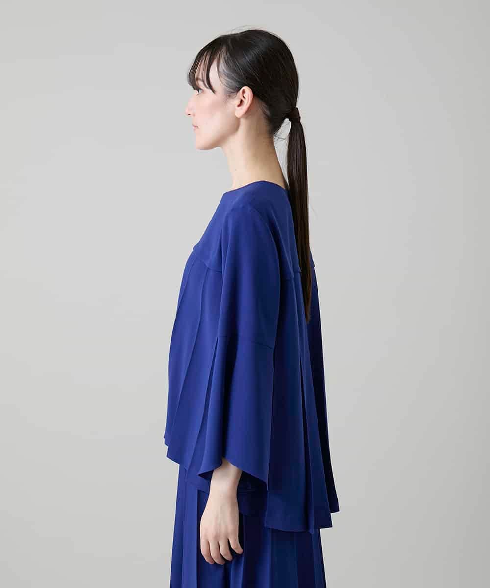 RHBGD11590 HIROKO KOSHINO(ヒロココシノ) 立体プリーツシルエットブラウス/洗える ブルー