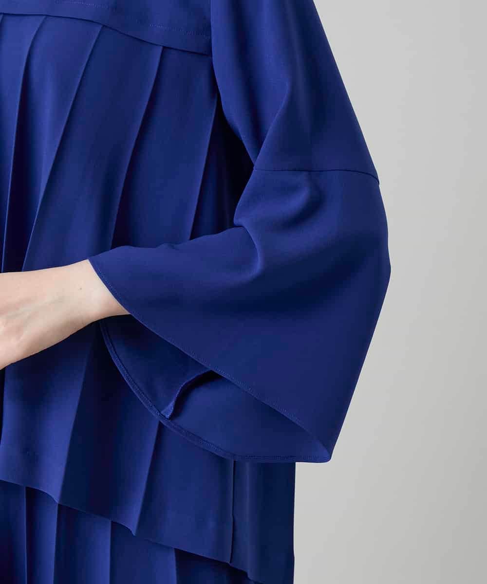 RHBGD11590 HIROKO KOSHINO(ヒロココシノ) 立体プリーツシルエットブラウス/洗える ブルー