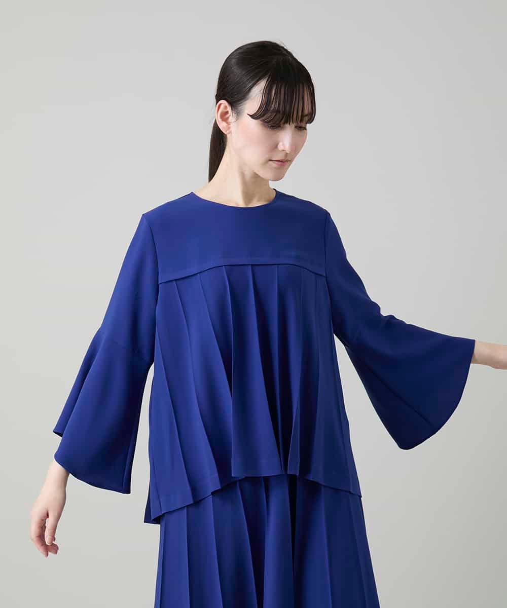 RHBGD11590 HIROKO KOSHINO(ヒロココシノ) 立体プリーツシルエットブラウス/洗える ブルー