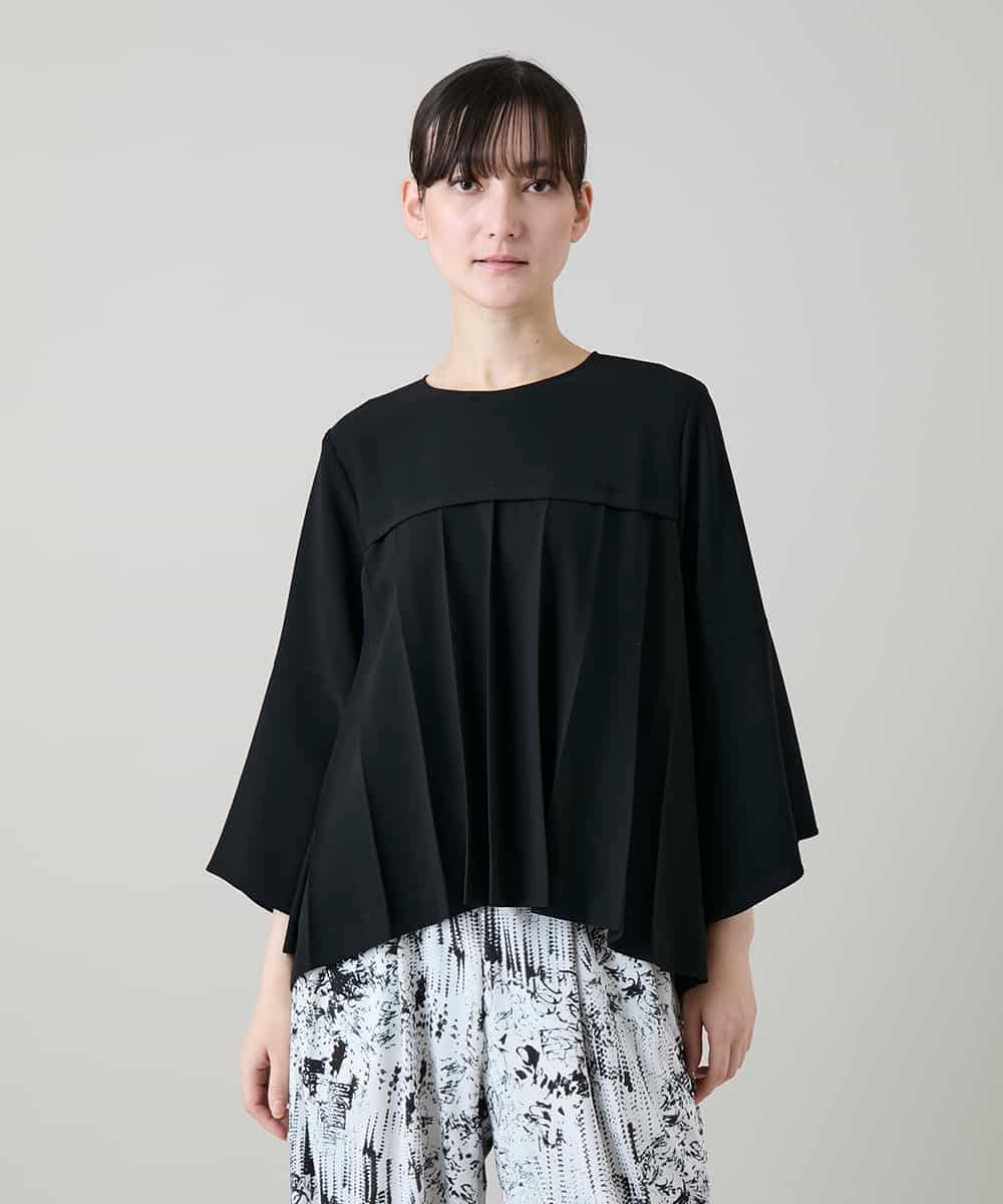 RHBGD11590 HIROKO KOSHINO(ヒロココシノ) 立体プリーツシルエットブラウス/洗える ブラック