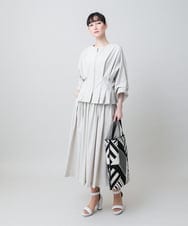 RHBGE20630 HIROKO KOSHINO(ヒロココシノ) タックアクセントジップアップブラウス/日本製/洗える グレージュ