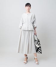RHBGE20630 HIROKO KOSHINO(ヒロココシノ) タックアクセントジップアップブラウス/日本製/洗える グレージュ