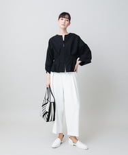 RHBGE20630 HIROKO KOSHINO(ヒロココシノ) タックアクセントジップアップブラウス/日本製/洗える グレージュ