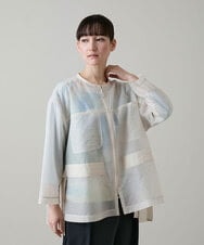 RHBGE22590 HIROKO KOSHINO(ヒロココシノ) ブライトオーガンジーノーカラーブルゾン/日本製/洗える ベージュ