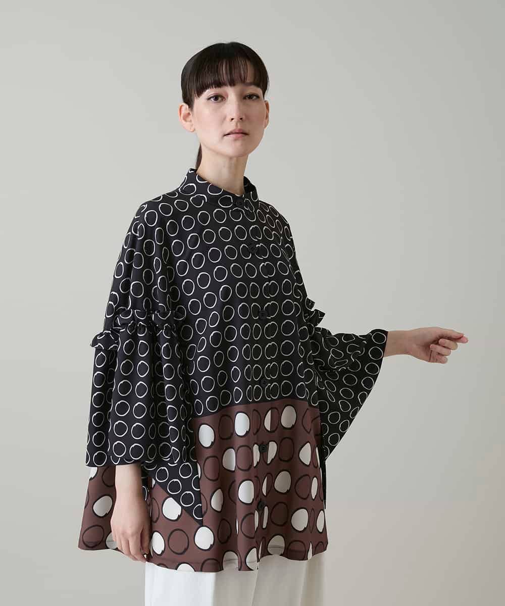 RHBGE27690 HIROKO KOSHINO(ヒロココシノ) マルチドットパターンデザインブラウス/日本製/洗える マルチ