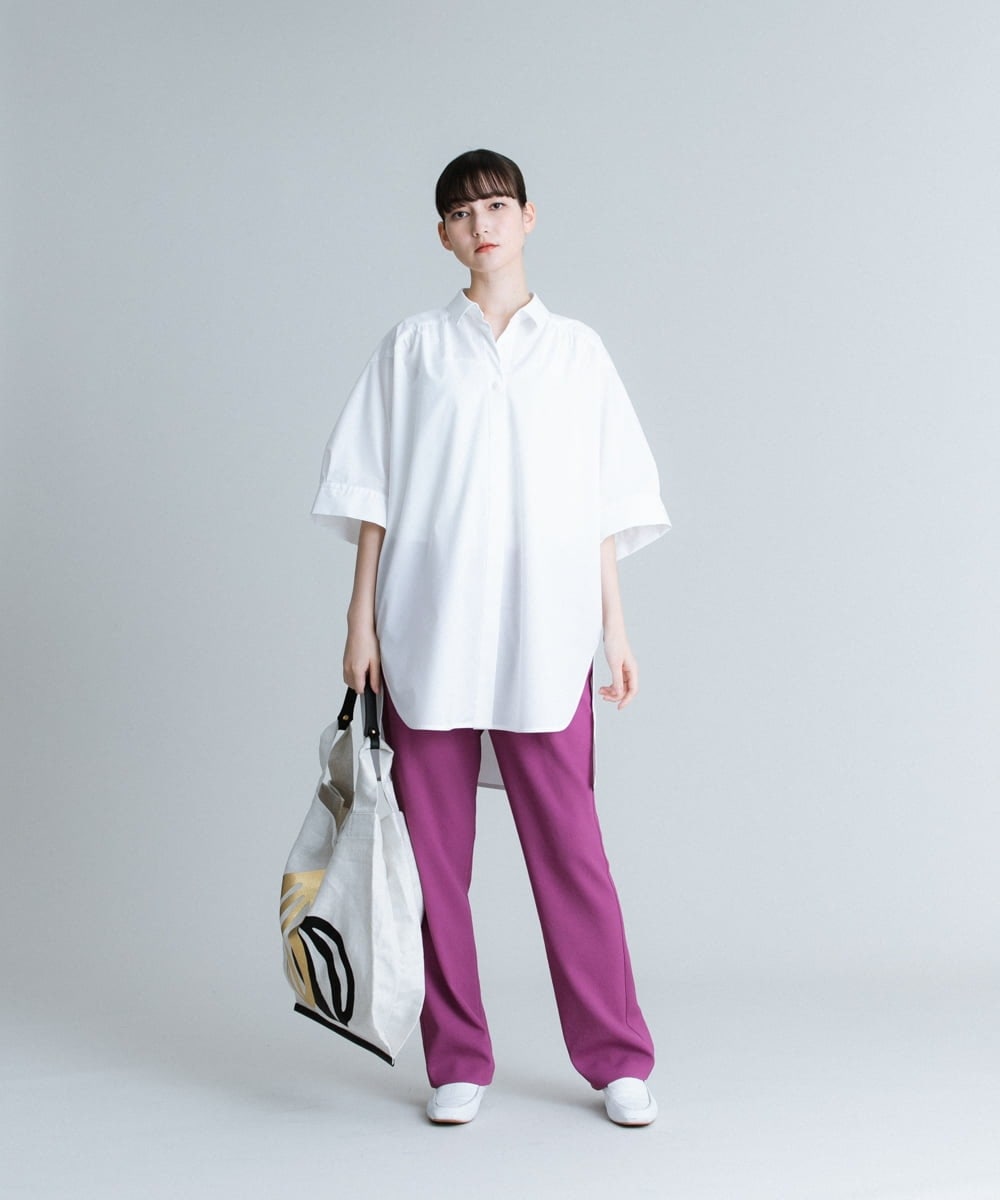 RHBGS07500 HIROKO KOSHINO(ヒロココシノ) 【洗える/日本製】ワイドシルエットボリュームシャツ オレンジ