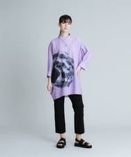 RHBGT30690 HIROKO KOSHINO(ヒロココシノ) 【洗える/日本製】墨絵ラウンドフォルムシャツ ホワイト