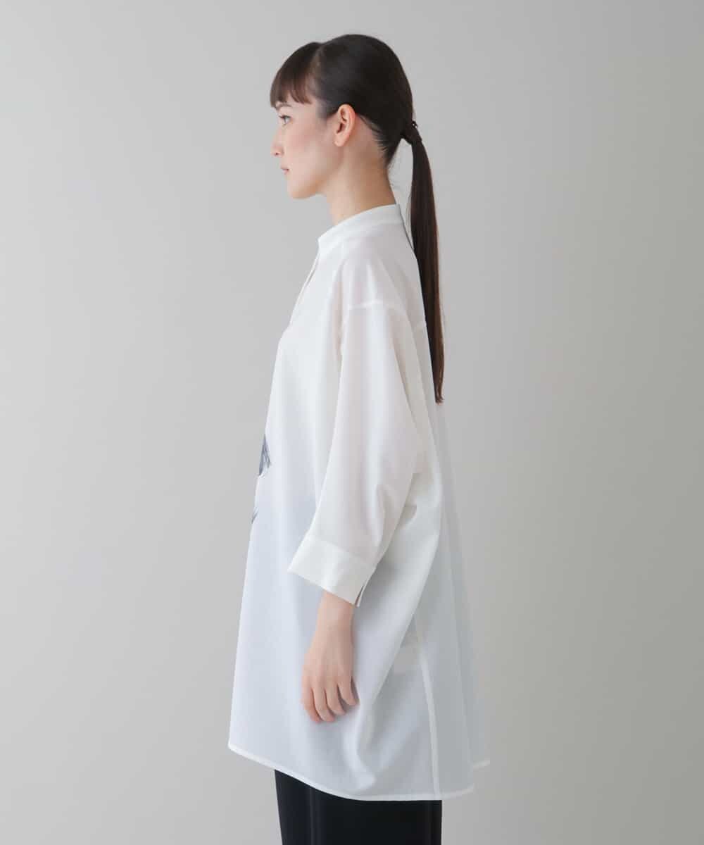 RHBGT30690 HIROKO KOSHINO(ヒロココシノ) 【洗える/日本製】墨絵ラウンドフォルムシャツ ホワイト