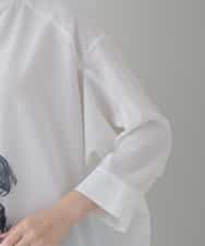 RHBGT30690 HIROKO KOSHINO(ヒロココシノ) 【洗える/日本製】墨絵ラウンドフォルムシャツ ホワイト