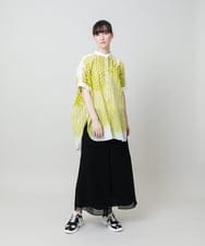 RHBHE02690 HIROKO KOSHINO(ヒロココシノ) ウェーブストライプコットンブラウス /日本製/洗える イエロー