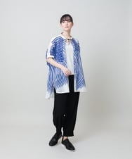 RHBHE02690 HIROKO KOSHINO(ヒロココシノ) ウェーブストライプコットンブラウス /日本製/洗える イエロー