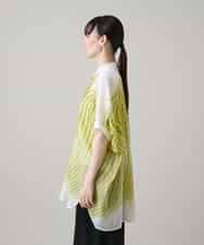 RHBHE02690 HIROKO KOSHINO(ヒロココシノ) ウェーブストライプコットンブラウス /日本製/洗える イエロー
