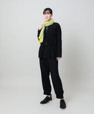 RHBHE05540 HIROKO KOSHINO(ヒロココシノ) リボンアクセント楊柳カーディガン /洗える ブラック