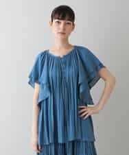 RHBHT44540 HIROKO KOSHINO(ヒロココシノ) 【洗える】ティアードスリーブエアリーブラウス ライトブルー