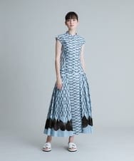 RHBHU42450 HIROKO KOSHINO(ヒロココシノ) 【洗える/日本製】洋梨パネルプリントショートブラウス ライトブルー
