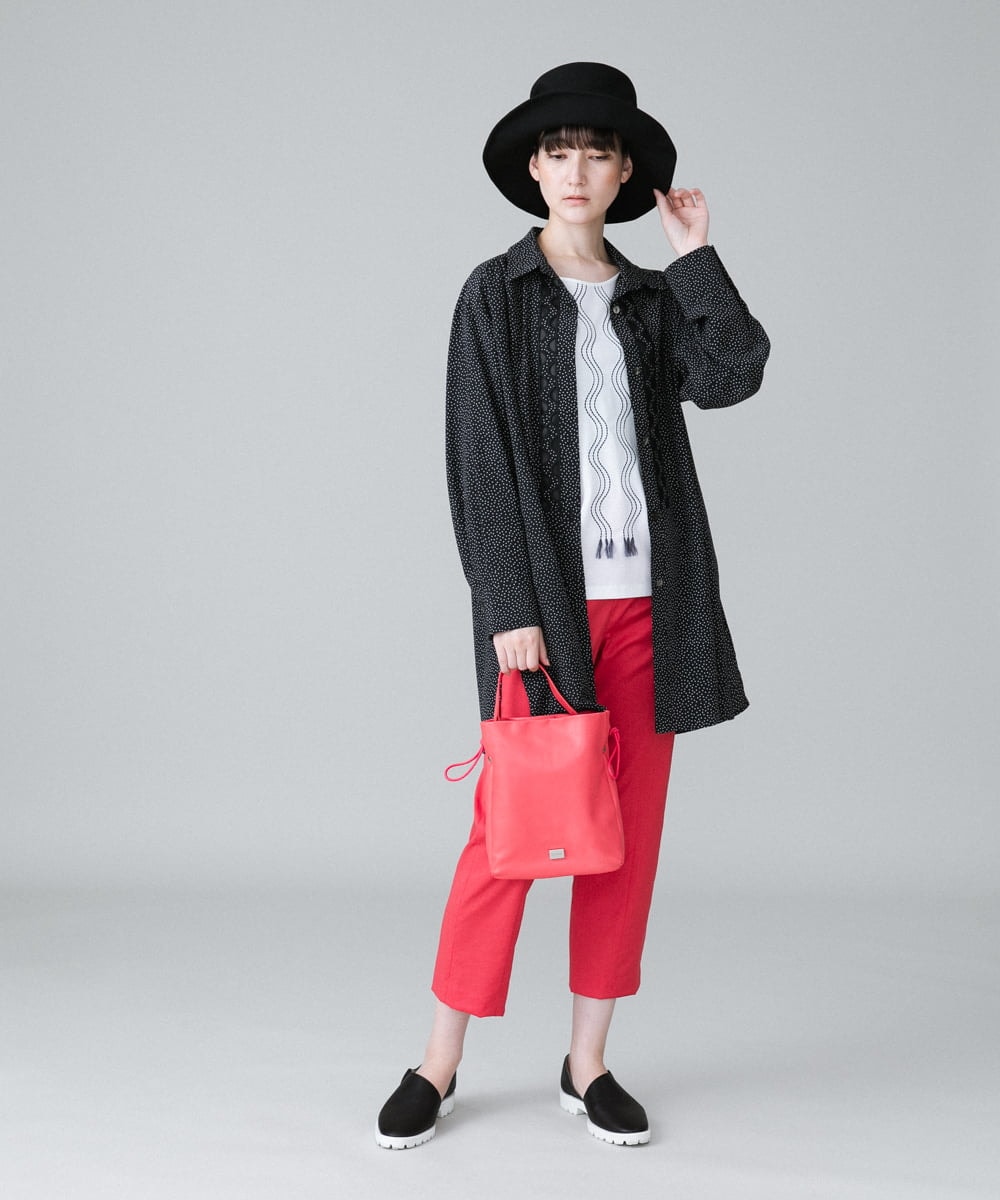RHBHW33690 HIROKO KOSHINO(ヒロココシノ) ドットモノトーンプリントシャツ /洗える ホワイト