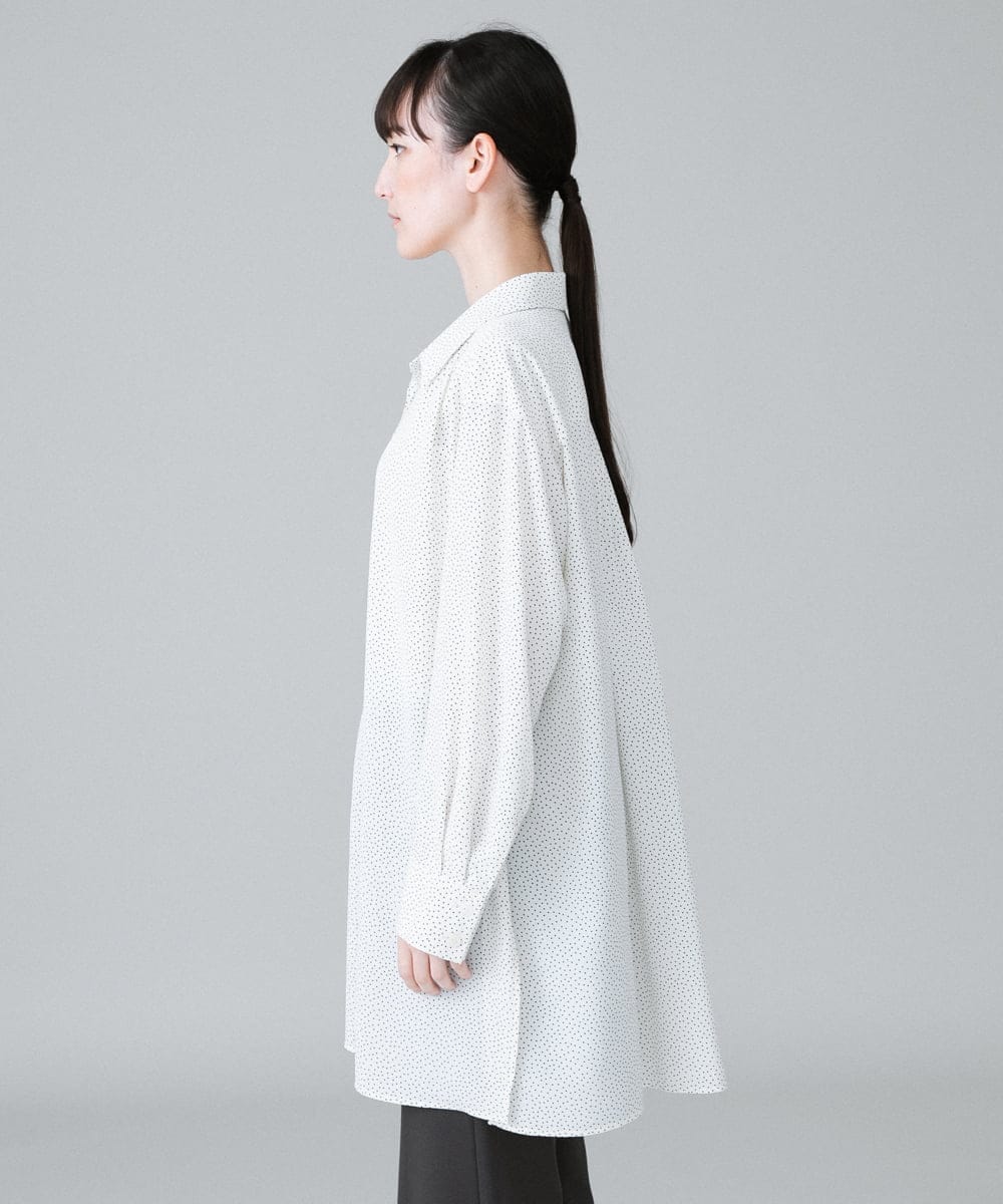 RHBHW33690 HIROKO KOSHINO(ヒロココシノ) ドットモノトーンプリントシャツ /洗える ホワイト