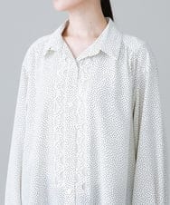 RHBHW33690 HIROKO KOSHINO(ヒロココシノ) ドットモノトーンプリントシャツ /洗える ホワイト