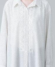 RHBHW33690 HIROKO KOSHINO(ヒロココシノ) ドットモノトーンプリントシャツ /洗える ホワイト