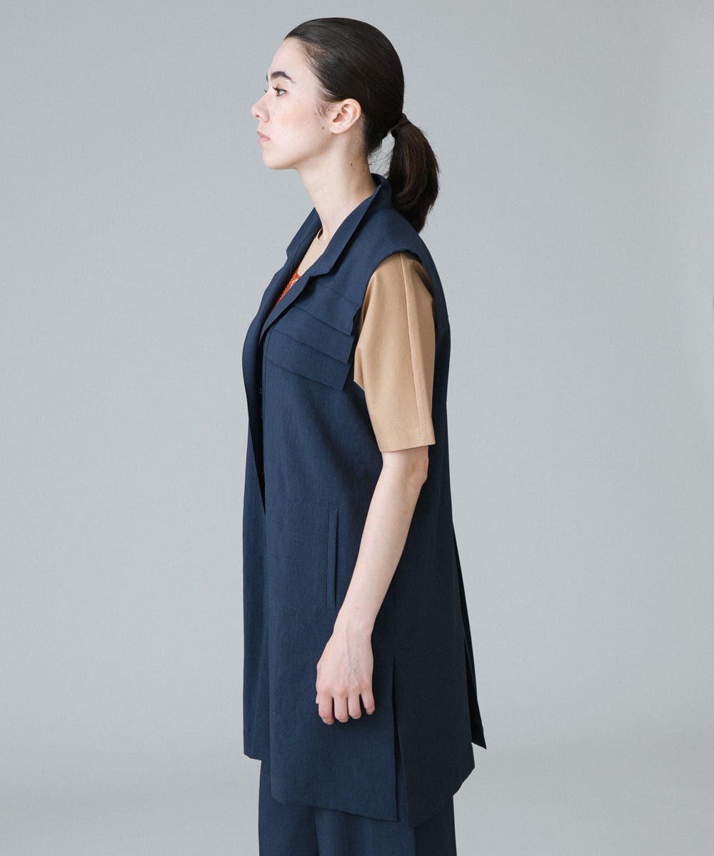 RHBIW40540 HIROKO KOSHINO(ヒロココシノ) ロングジレベスト/日本製 ネイビー