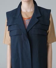 RHBIW40540 HIROKO KOSHINO(ヒロココシノ) ロングジレベスト/日本製 ネイビー