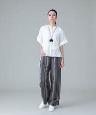 RHBIW42540 HIROKO KOSHINO(ヒロココシノ) シワ加工ウエストリボンブラウス/日本製/洗える ピンク