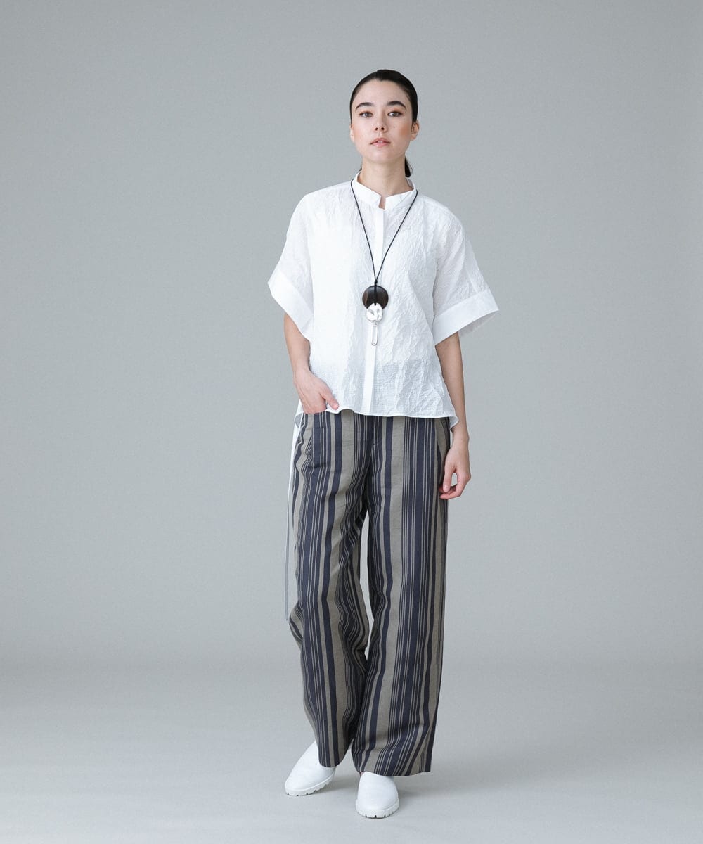 RHBIW42540 HIROKO KOSHINO(ヒロココシノ) シワ加工ウエストリボンブラウス/日本製/洗える ピンク